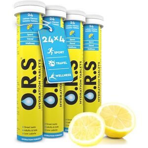 O.R.S Hydration Tablet with Electrolytes for Rehydration, Wellness, Travel, Sports & Recovery Vegan, Gluten-Free & Low-Calorie Electrolyte Tablets with Natural Lemon Flavour, 96 Tablets O.R.S Hydration Tablet with Electrolytes for Rehydration, Wellness, Travel, Sports & Recovery Vegan, Gluten-Free & Low-Calorie Electrolyte Tablets with Natural Lemon Flavour, 96 Tablets