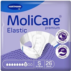 Molicare Premium Elastic Adult Nappies – 8 Drops High-Absorbency Disposable Diapers for Men and Women with Severe Incontinence Size S Pack of 26 Molicare Premium Elastic Adult Nappies – 8 Drops High-Absorbency Disposable Diapers for Men and Women with Severe Incontinence Size S Pack of 26