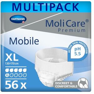 Molicare Premium Mobile 6 Drops Disposable Incontinence Pants: for Women and Men with Incontinence Size XL 51-67 inches 4 Packs of 14 Pieces (56 Pieces) Molicare Premium Mobile 6 Drops Disposable Incontinence Pants: for Women and Men with Incontinence Size XL 51-67 inches 4 Packs of 14 Pieces (56 Pieces)