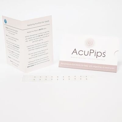 AcuPips Migraine Relief Ear Seed Acupressure Kit – 20 Silver Ear Seeds with Migraine Ear Map – Natural Headache Relief, Tension & Pressure Support, Auriculotherapy – Acupuncturist Designed AcuPips Migraine Relief Ear Seed Acupressure Kit – 20 Silver Ear Seeds with Migraine Ear Map – Natural Headache Relief, Tension & Pressure Support, Auriculotherapy – Acupuncturist Designed