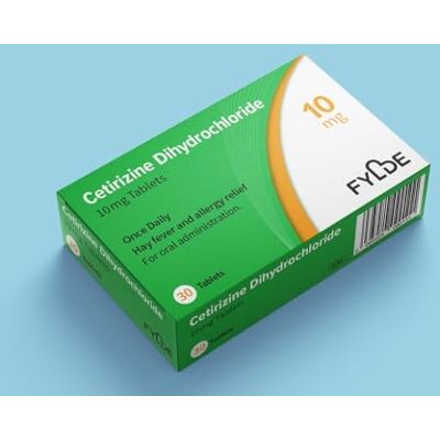 Fylde Clinic Cetirizine 10mg Tablets, Hay Fever and Allergy Relief, 180 Tablets, Once Daily (Brand May Vary) Fylde Clinic Cetirizine 10mg Tablets, Hay Fever and Allergy Relief, 180 Tablets, Once Daily (Brand May Vary)
