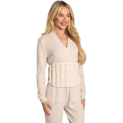 OHS Hot Water Bottle Belt Ribbed Fleece, Wearable Adjustable Rubber Hot Water Bottle Women Plush Hand Waist Warmer Cover Heat Pack for Shoulder Pain Relief Neck, Cream OHS Hot Water Bottle Belt Ribbed Fleece, Wearable Adjustable Rubber Hot Water Bottle Women Plush Hand Waist Warmer Cover Heat Pack for Shoulder Pain Relief Neck, Cream