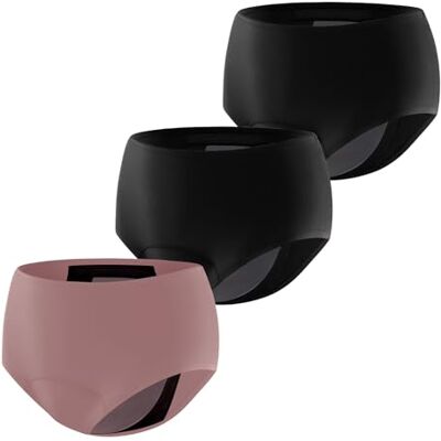 CARER Healthcare Incontinence Pregnancy Carer 3 Pack Women's Incontinence Pants 150ML Period Pants Heavy Flow Reusable Incontinence Underwear Designed for Moderate Bladder Leaks & Overnight Period Wear Dusty Pink & Black Size M CARER Healthcare Incontinence Pregnancy Carer 3 Pack Women's Incontinence Pants 150ML Period Pants Heavy Flow Reusable Incontinence Underwear Designed for Moderate Bladder Leaks & Overnight Period Wear Dusty Pink & Black Size M