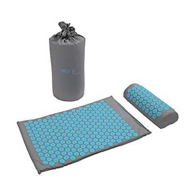 PRO 11 WELLBEING Acupressure mat and pillow set with carry bag (Grey/Blue) PRO 11 WELLBEING Acupressure mat and pillow set with carry bag (Grey/Blue)