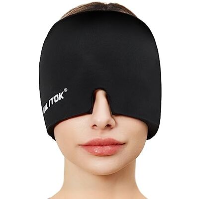 EXQUISLIFE Migraine Relief Gel Ice Head Wrap, Hot and Cold Therapy Headache Relief Hat, Migraine Cap for Puffy Eyes, Headache Eyes Mask for Sinus, Tension and Stress Relief, Black EXQUISLIFE Migraine Relief Gel Ice Head Wrap, Hot and Cold Therapy Headache Relief Hat, Migraine Cap for Puffy Eyes, Headache Eyes Mask for Sinus, Tension and Stress Relief, Black