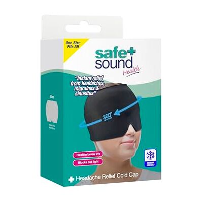 Safe & Sound Headache Relief Cold Cap Gel Ice Cap for Migraine & Sinus Pain Relief Light-Blocking, Flexible Below 0°C One Size Fits All Safe & Sound Headache Relief Cold Cap Gel Ice Cap for Migraine & Sinus Pain Relief Light-Blocking, Flexible Below 0°C One Size Fits All