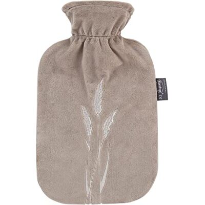 Fashy Hot Water Bottle with Plush Cover and Embroidered Pampas Fashy Hot Water Bottle with Plush Cover and Embroidered Pampas