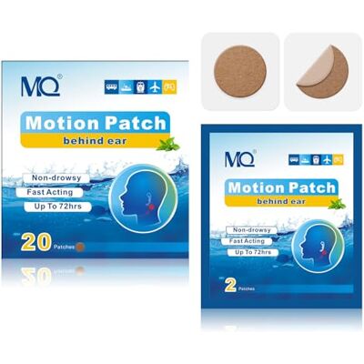 MQ Motion Sickness Patches, 20 Count Travel Sickness Patches Non-Drowsy, Cruise Ship Travel Essentials, Fast Acting & Long Lasting 72H, Dark Color MQ Motion Sickness Patches, 20 Count Travel Sickness Patches Non-Drowsy, Cruise Ship Travel Essentials, Fast Acting & Long Lasting 72H, Dark Color