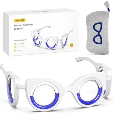 NEOISM Motion Sickness Glasses, Car Sickness Glasses with Blue Pattern Bag Motion Sickness Relief, Road Trip Essentials for Adults, Car Sickness Relief, Sea Sickness, Airsickness, Nausea Relief NEOISM Motion Sickness Glasses, Car Sickness Glasses with Blue Pattern Bag Motion Sickness Relief, Road Trip Essentials for Adults, Car Sickness Relief, Sea Sickness, Airsickness, Nausea Relief