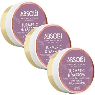 ABSOLEI Hemorrhoids Ointment, Natural Ointment for Burning, Itching and Discomfort with White Yarrow, Tetra and Turmeric, 40 ml (Pack of 3) ABSOLEI Hemorrhoids Ointment, Natural Ointment for Burning, Itching and Discomfort with White Yarrow, Tetra and Turmeric, 40 ml (Pack of 3)
