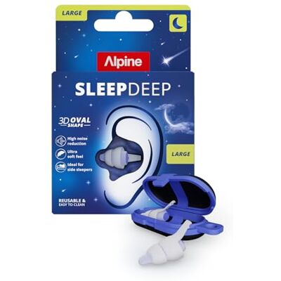 Alpine SleepDeep Ear Plugs 1 Pair (Size L) Earplugs for Sleep 27dB SNR Reduces sounds for a better rest Works for all sleep positions Stays in place Silicone-Free Suited for Side Sleepers Alpine SleepDeep Ear Plugs 1 Pair (Size L) Earplugs for Sleep 27dB SNR Reduces sounds for a better rest Works for all sleep positions Stays in place Silicone-Free Suited for Side Sleepers