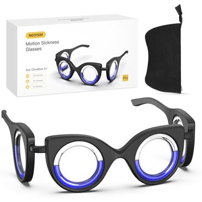 NEOISM Motion Sickness Glasses, Car Sickness Glasses with Full Black Bag Motion Sickness Relief, Road Trip Essentials for Adults, Car Sickness Relief, Sea Sickness, Airsickness, Nausea Relief NEOISM Motion Sickness Glasses, Car Sickness Glasses with Full Black Bag Motion Sickness Relief, Road Trip Essentials for Adults, Car Sickness Relief, Sea Sickness, Airsickness, Nausea Relief