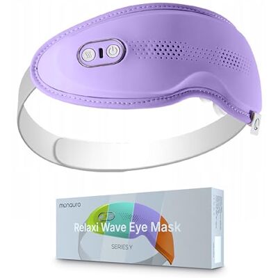 MONAURO Rechargeable Eye Massager with Music Heat Therapy Acupoint Massage for Eye Fatigue Migraine Relief Portable Design for Office Home Use Gift for Computer Users MONAURO Rechargeable Eye Massager with Music Heat Therapy Acupoint Massage for Eye Fatigue Migraine Relief Portable Design for Office Home Use Gift for Computer Users