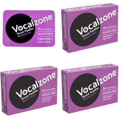 Vocalzone Throat Pastilles Blackcurrant Sugar Free 3 Packs + Free tin Vocalzone Throat Pastilles Blackcurrant Sugar Free 3 Packs + Free tin