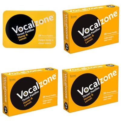 Vocalzone Throat Pastilles Honey & Lemon 3 Packs + Free tin Vocalzone Throat Pastilles Honey & Lemon 3 Packs + Free tin