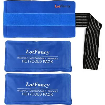 LotFancy 2X Ice Pack for Injuries, Hot and Cold Gel Pack with Elastic Strap Reusable Ice Pack Wrap for Joint Pain, Muscle Pain, Ideal for First Aid Knee Head Neck Ankle Wrist Elbow LotFancy 2X Ice Pack for Injuries, Hot and Cold Gel Pack with Elastic Strap Reusable Ice Pack Wrap for Joint Pain, Muscle Pain, Ideal for First Aid Knee Head Neck Ankle Wrist Elbow