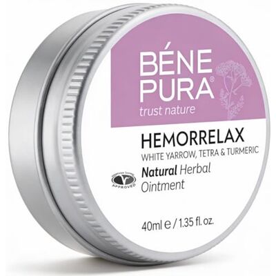 Trust BenePura Hemorrelax Hemorrhoids Ointment, Natural Ointment for Burning, Itching and Discomfort with White Yarrow, Tetra and Turmeric, 40 ml (Pack of 1) Trust BenePura Hemorrelax Hemorrhoids Ointment, Natural Ointment for Burning, Itching and Discomfort with White Yarrow, Tetra and Turmeric, 40 ml (Pack of 1)