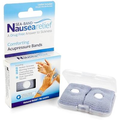 Sea-Band Grey Adult Travel & Motion Sickness Acupressure Wristband, 1 Pair Natural & Drug-Free Relief, Comfortable & Latex Free, Easy to Wear, Discreet Design Sea-Band Grey Adult Travel & Motion Sickness Acupressure Wristband, 1 Pair Natural & Drug-Free Relief, Comfortable & Latex Free, Easy to Wear, Discreet Design