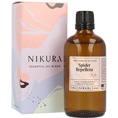 nikura Spider Repellent Essential Oil Blend 100ml for deterring Spiders and mice, Natural Spider Repellent Make a Homemade Spider Repellent Spray Vegan, 100% Pure and Natural nikura Spider Repellent Essential Oil Blend 100ml for deterring Spiders and mice, Natural Spider Repellent Make a Homemade Spider Repellent Spray Vegan, 100% Pure and Natural