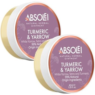 ABSOLEI Hemorrhoids Ointment, Natural Ointment for Burning, Itching and Discomfort with White Yarrow, Tetra and Turmeric, 40 ml (Pack of 2) ABSOLEI Hemorrhoids Ointment, Natural Ointment for Burning, Itching and Discomfort with White Yarrow, Tetra and Turmeric, 40 ml (Pack of 2)