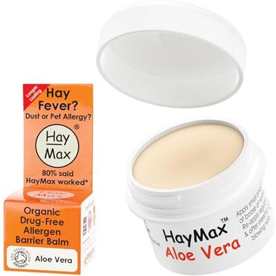 HayMax Allergen Barrier Balm Aloe Vera 5ml Organic, Natural & Non-Drowsy Hay Fever & Allergy Relief Balm Blocks Pollen, Dust & Other Allergen Particles Great for Adults, Kids & Pregnant Women HayMax Allergen Barrier Balm Aloe Vera 5ml Organic, Natural & Non-Drowsy Hay Fever & Allergy Relief Balm Blocks Pollen, Dust & Other Allergen Particles Great for Adults, Kids & Pregnant Women