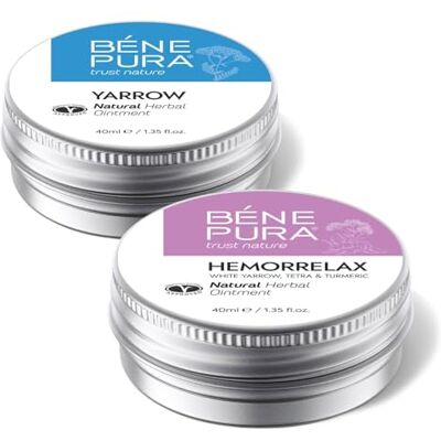 Trust BenePura Hemorrhoids Ointments, Natural White Yarrow Ointments for Burning, Itching and Discomfort, 40 ml (Pack of 2) Trust BenePura Hemorrhoids Ointments, Natural White Yarrow Ointments for Burning, Itching and Discomfort, 40 ml (Pack of 2)