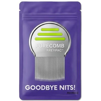 FREYPAC PURECOMB Head Lice Comb, Stainless Steel, Double Micro Spiral Grooves, 33 Rounded Tips, for the safe removal of Nits and Lice, Child Friendly FREYPAC PURECOMB Head Lice Comb, Stainless Steel, Double Micro Spiral Grooves, 33 Rounded Tips, for the safe removal of Nits and Lice, Child Friendly