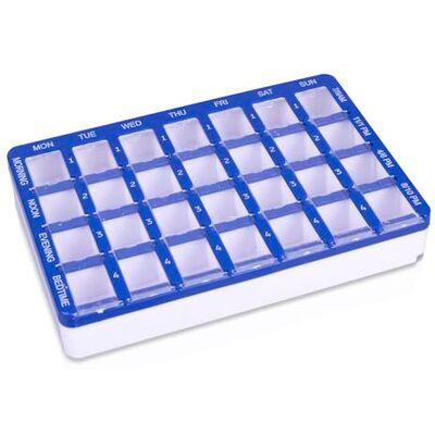 Aidapt 7 Day Pill Storage Container with 4 Times a Day Compartments. Easy to Use,Store Pills/Tablets,Secure,Safe,Medication,Multiple Tablets,Elderly,Alzheimers,Dementia Aidapt 7 Day Pill Storage Container with 4 Times a Day Compartments. Easy to Use,Store Pills/Tablets,Secure,Safe,Medication,Multiple Tablets,Elderly,Alzheimers,Dementia