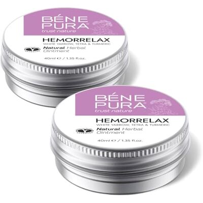 Trust BenePura Hemorrelax Hemorrhoids Ointment, Natural Ointment for Burning, Itching and Discomfort with White Yarrow, Tetra and Turmeric, 40 ml (Pack of 2) Trust BenePura Hemorrelax Hemorrhoids Ointment, Natural Ointment for Burning, Itching and Discomfort with White Yarrow, Tetra and Turmeric, 40 ml (Pack of 2)