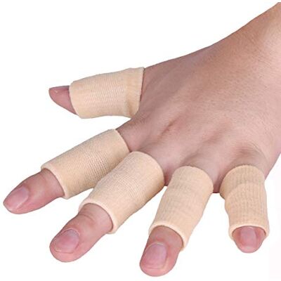Luniquz Finger Compression Sleeves Support Brace Relieve Finger Pain, Beige Thumb Splint for Arthritis Trigger Finger, Breathable Machine-washable Luniquz Finger Compression Sleeves Support Brace Relieve Finger Pain, Beige Thumb Splint for Arthritis Trigger Finger, Breathable Machine-washable