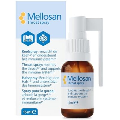 Mellosan Throat Spray 15ml – Natural Sore Throat Relief with Honey, Thyme & Camomile – Ideal for Singers, Teachers & Speakers – Soothes Tickly and Irritated Throats Mellosan Throat Spray 15ml – Natural Sore Throat Relief with Honey, Thyme & Camomile – Ideal for Singers, Teachers & Speakers – Soothes Tickly and Irritated Throats