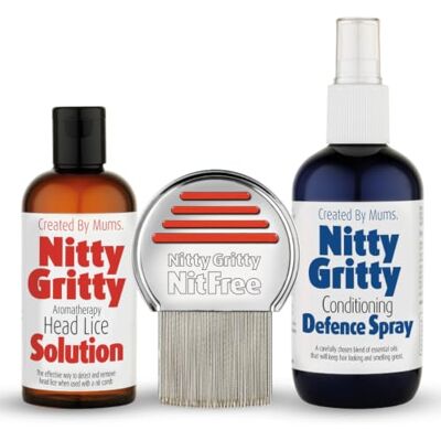 Nitty Gritty NitFree Nit Comb, Head Lice Solution & Nit Repellent Spray Complete Nit Kit to Tackle Lice, Nits and Eggs, with Gentle Removal and Daily Defence Nitty Gritty NitFree Nit Comb, Head Lice Solution & Nit Repellent Spray Complete Nit Kit to Tackle Lice, Nits and Eggs, with Gentle Removal and Daily Defence