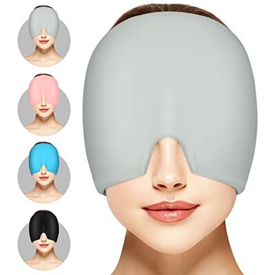 WOOFOOLA Migraine Relief Cap, Reusable Cold Hot Therapy Migraine and Headache Relief Cap, Single-Sided Gel Ice Hot Head Wrap for Chronic Migraine, Tension Headache, Sinus Stress, Puffy Eyes (Grey) WOOFOOLA Migraine Relief Cap, Reusable Cold Hot Therapy Migraine and Headache Relief Cap, Single-Sided Gel Ice Hot Head Wrap for Chronic Migraine, Tension Headache, Sinus Stress, Puffy Eyes (Grey)