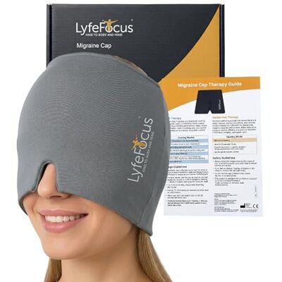 LyfeFocus Migraine Relief Cap –Hot & Cold Therapy Head Wrap for Migraine, Headache & Sinus Pressure Relief – Reusable Compression Cooling Cap – Grey LyfeFocus Migraine Relief Cap –Hot & Cold Therapy Head Wrap for Migraine, Headache & Sinus Pressure Relief – Reusable Compression Cooling Cap – Grey