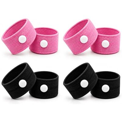 Glamza Anti-Sickness Travel Bands Acupressure Wristbands for Motion Sickness and Nausea Relief (X4 Pairs (x2 Pink x2 Black)) Glamza Anti-Sickness Travel Bands Acupressure Wristbands for Motion Sickness and Nausea Relief (X4 Pairs (x2 Pink x2 Black))