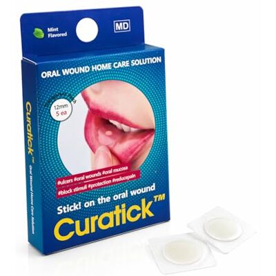 Curatick 2x5pcs (10pcs) Mouth Ulcer Treatment for Adults & Kids, Mint Flavour, Fast & Natural Pain Relief for Oral Wounds, Thrush, Canker Sores & Braces-Related Sores Curatick 2x5pcs (10pcs) Mouth Ulcer Treatment for Adults & Kids, Mint Flavour, Fast & Natural Pain Relief for Oral Wounds, Thrush, Canker Sores & Braces-Related Sores