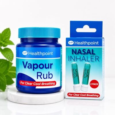 Asquare Essentials Healthpoint Vapour Rub and Menthol Inhaler Bundle, Blocked Nose Support Blocked Nose Relief, Nasal Congestion Relief, Menthol Rub, Portable Menthol Nose inhaler, Clear Cool Breathing Asquare Essentials Healthpoint Vapour Rub and Menthol Inhaler Bundle, Blocked Nose Support Blocked Nose Relief, Nasal Congestion Relief, Menthol Rub, Portable Menthol Nose inhaler, Clear Cool Breathing