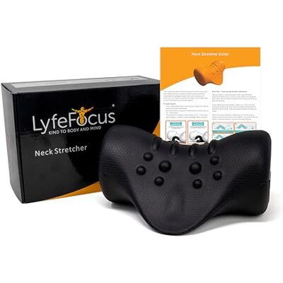 LyfeFocus Neck Stretcher with Heat for Back & Neck Pain Neck Support Posture Corrector with Firm Nodes Designed to Relieve Muscle Tension (Black, No Heat) LyfeFocus Neck Stretcher with Heat for Back & Neck Pain Neck Support Posture Corrector with Firm Nodes Designed to Relieve Muscle Tension (Black, No Heat)