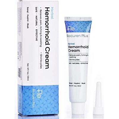 Recuren Plus Hemorrhoids Treatment Hemorrhoid & Fissure Cream Fast Acting Hemorrhoid Cream and Healing Formula for Itching Swelling Bleeding Burning and Maximum Pain Relief 30g,1pack Recuren Plus Hemorrhoids Treatment Hemorrhoid & Fissure Cream Fast Acting Hemorrhoid Cream and Healing Formula for Itching Swelling Bleeding Burning and Maximum Pain Relief 30g,1pack