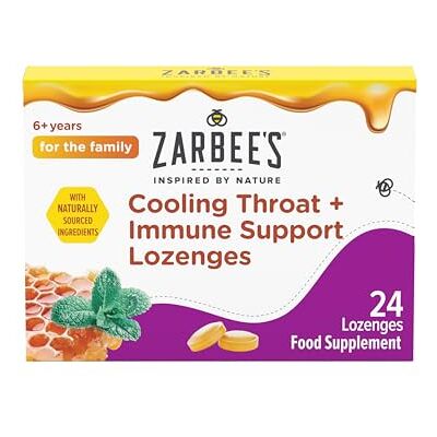 Zarbee's Zarbee’s Cooling Throat + Immune Support Lozenges, Calm and Cool your Throat (24 count) Real Honey, Peppermint Oil Extract with Vitamin C and Zinc, No Artificial Colours or Flavours Zarbee's Zarbee’s Cooling Throat + Immune Support Lozenges, Calm and Cool your Throat (24 count) Real Honey, Peppermint Oil Extract with Vitamin C and Zinc, No Artificial Colours or Flavours