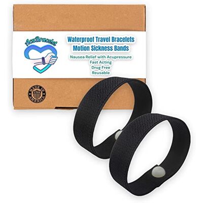 AcuBracelet Motion Sickness Bands- Waterproof, 10+ Colors, Durable- Nausea Relief Wristband- Anxiety, Vertigo (Pair) (Black, Medium 7 in.) AcuBracelet Motion Sickness Bands- Waterproof, 10+ Colors, Durable- Nausea Relief Wristband- Anxiety, Vertigo (Pair) (Black, Medium 7 in.)