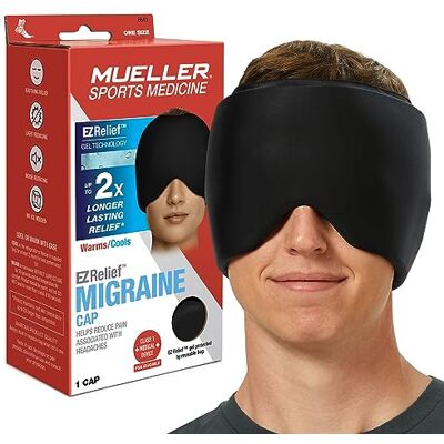 MUELLER Sports Medicine EZ Relief Migraine Cap, for Men and Women, One Size Fits Most, Warms/Cools, Helps Reduce Pain Associated with Headaches, Migraines, and Facial Tension, Black MUELLER Sports Medicine EZ Relief Migraine Cap, for Men and Women, One Size Fits Most, Warms/Cools, Helps Reduce Pain Associated with Headaches, Migraines, and Facial Tension, Black