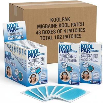 Koolpak Migraine Cooling Patches – Box of 48 Packs (192 Gel Strips) – Bulk Supply for Workplace, Pharmacy or Clinic – Non-Medicinal Cooling Strips for Migraine and Headache Relief – 8 Hour Cooling Koolpak Migraine Cooling Patches – Box of 48 Packs (192 Gel Strips) – Bulk Supply for Workplace, Pharmacy or Clinic – Non-Medicinal Cooling Strips for Migraine and Headache Relief – 8 Hour Cooling