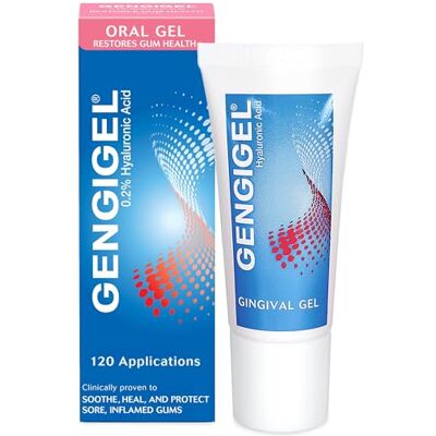 Gengigel Oral Gel 20ml Hyaluronic Acid Mouth Ulcer Treatment Gum Repair & Gum Disease Support, Targeted Gel for Mouth Ulcers, Inflamed or Bleeding Gums Gengigel Oral Gel 20ml Hyaluronic Acid Mouth Ulcer Treatment Gum Repair & Gum Disease Support, Targeted Gel for Mouth Ulcers, Inflamed or Bleeding Gums