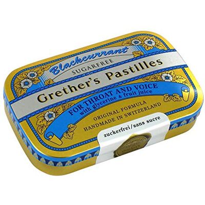 Grether's pastilles Blackcurrant Sugarless 60g Pack of 24 Lozenges Grether's pastilles Blackcurrant Sugarless 60g Pack of 24 Lozenges