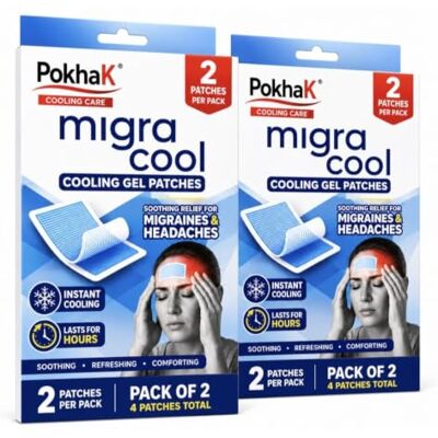 Pokhak Cooling Gel Patches for Migraines and Headaches Instant Cooling, Pack of 2 Pokhak Cooling Gel Patches for Migraines and Headaches Instant Cooling, Pack of 2