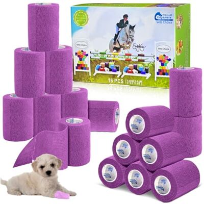 Wilcox equimed Equimed 16pc 7.5 cm Vet and Pet Self Adhesive Bandage Wrap Stretchy, Strong and Cohesive Non-Woven Individually Wrapped Conforming Compression Aid for Animal Athletic Relief (Lavender Purple) Wilcox equimed Equimed 16pc 7.5 cm Vet and Pet Self Adhesive Bandage Wrap Stretchy, Strong and Cohesive Non-Woven Individually Wrapped Conforming Compression Aid for Animal Athletic Relief (Lavender Purple)