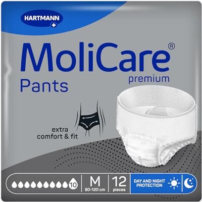 Molicare Premium Pants 10 Drops Incontinence Pants for Women and Men with Severe Incontinence – Disposable Adult Pull Ups with Extra Leakage Protection Size M 12 Pieces Molicare Premium Pants 10 Drops Incontinence Pants for Women and Men with Severe Incontinence – Disposable Adult Pull Ups with Extra Leakage Protection Size M 12 Pieces
