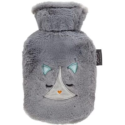 Fashy Small 0.8L Hot Water Bottle Embroidered Appliqué Kitten Fashy Small 0.8L Hot Water Bottle Embroidered Appliqué Kitten
