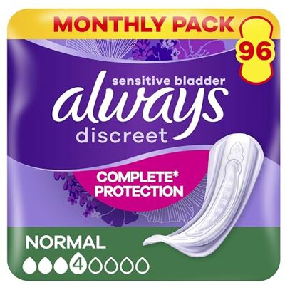 Discreet Incontinence Pads Women Normal 96 Count Complete* Protection. Incredible Discretion Discreet Incontinence Pads Women Normal 96 Count Complete* Protection. Incredible Discretion
